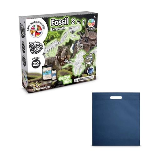2 in 1 Fossil Excavation Kit IV. Juego educativo suministrado con una bolsa de regalo de non woven (80 g/m²)