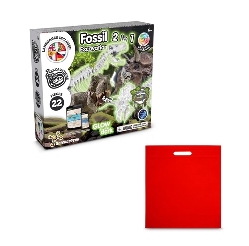 2 in 1 Fossil Excavation Kit IV. Juego educativo suministrado con una bolsa de regalo de non woven (80 g/m²)