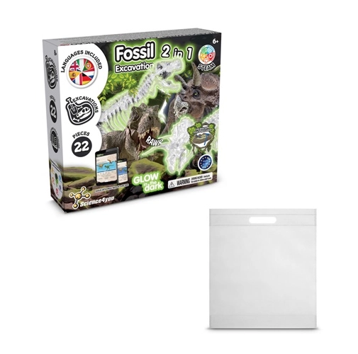 2 in 1 Fossil Excavation Kit IV. Juego educativo suministrado con una bolsa de regalo de non woven (80 g/m²)