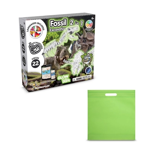 2 in 1 Fossil Excavation Kit IV. Juego educativo suministrado con una bolsa de regalo de non woven (80 g/m²)