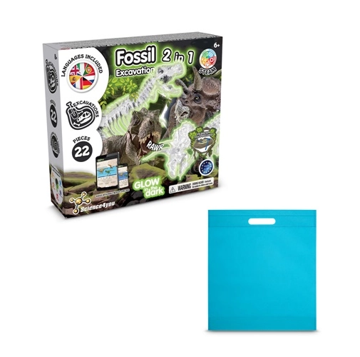 2 in 1 Fossil Excavation Kit IV. Juego educativo suministrado con una bolsa de regalo de non woven (80 g/m²)