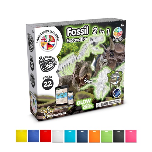 2 in 1 Fossil Excavation Kit IV. Juego educativo suministrado con una bolsa de regalo de non woven (80 g/m²)