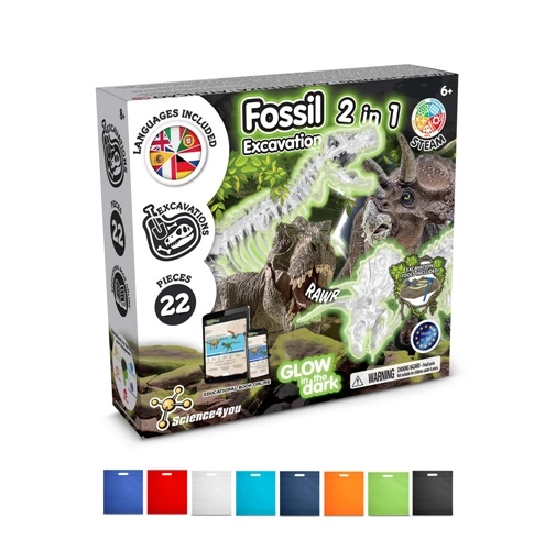 2 in 1 Fossil Excavation Kit IV. Juego educativo suministrado con una bolsa de regalo de non woven (80 g/m²)
