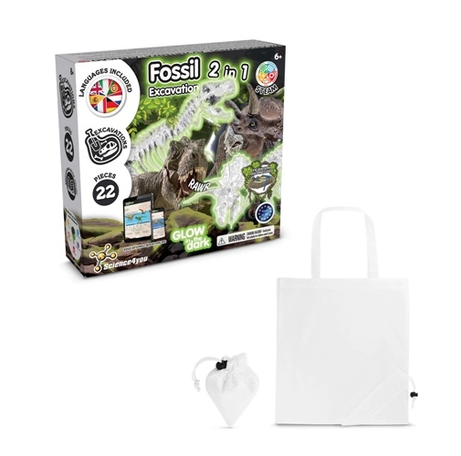 2 in 1 Fossil Excavation Kit V. Juego educativo suministrado con una bolsa de regalo plegable de 190T