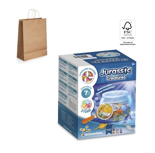 Jurassic Pets Kit II. Juego educativo suministrado con una bolsa de regalo de papel kraft (115 g/m²), fabricado con material certificado FSC™ y otros materiales controlados