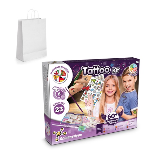 Tattoo Factory Kit II. Juego educativo suministrado con una bolsa de regalo de papel kraft (100 g/m²)