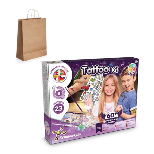 Tattoo Factory Kit III. Juego educativo suministrado con una bolsa de regalo de papel kraft (115 g/m²)