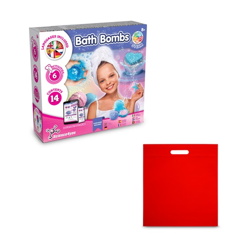red Bath Bombs Kit IV. Juguete educativo suministrado con una bolsa de regalo de non woven (80 g/m²)