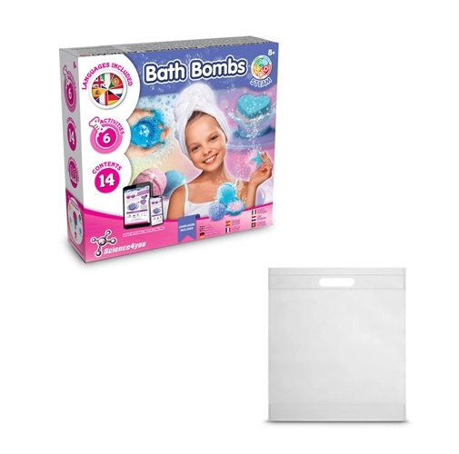 white Bath Bombs Kit IV. Juguete educativo suministrado con una bolsa de regalo de non woven (80 g/m²)