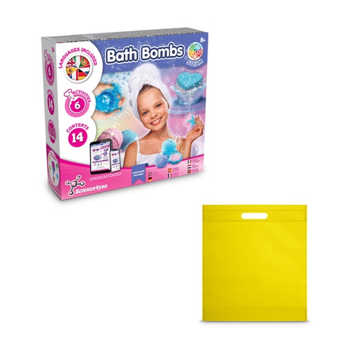 yellow Bath Bombs Kit IV. Juguete educativo suministrado con una bolsa de regalo de non woven (80 g/m²)