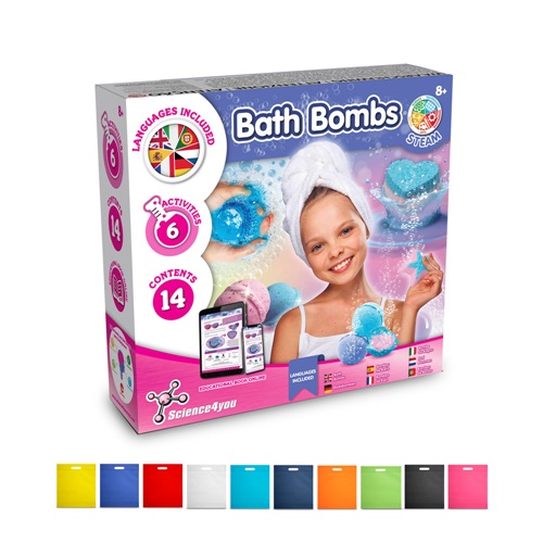 Bath Bombs Kit IV. Juguete educativo suministrado con una bolsa de regalo de non woven (80 g/m²)