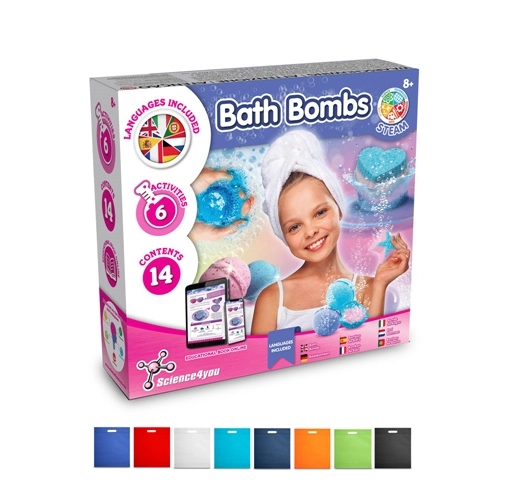 Bath Bombs Kit IV. Juguete educativo suministrado con una bolsa de regalo de non woven (80 g/m²)