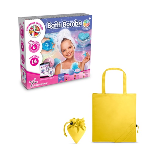 yellow Bath Bombs Kit V. Juguete educativo suministrado con una bolsa de regalo plegable de 190T