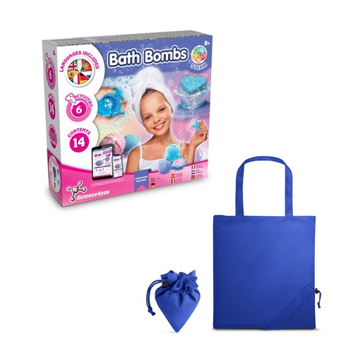 azul royal Bath Bombs Kit V. Juguete educativo suministrado con una bolsa de regalo plegable de 190T