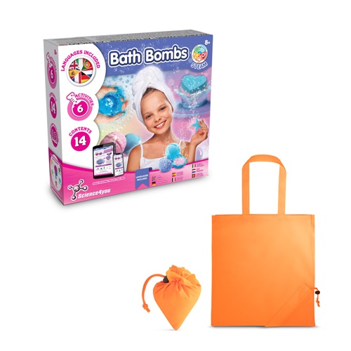orange Bath Bombs Kit V. Juguete educativo suministrado con una bolsa de regalo plegable de 190T