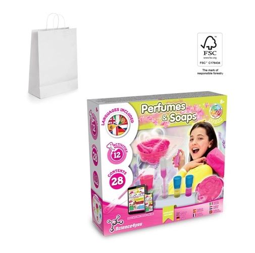 Perfume & Soap Factory Kit II. Juego educativo suministrado con una bolsa de regalo de papel kraft (90 g/m²), fabricado con material certificado FSC™ y otros materiales controlados