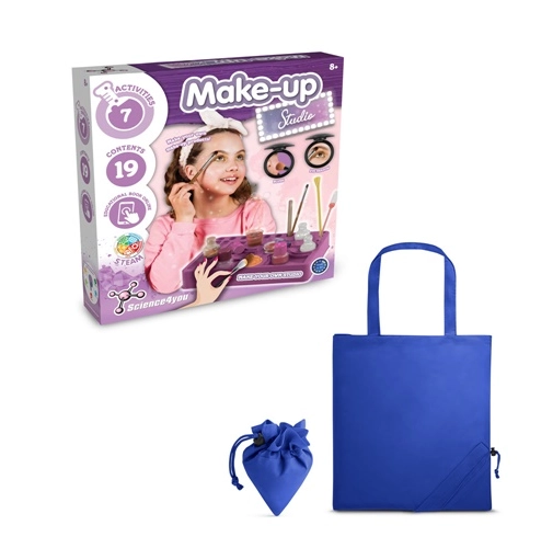 azul royal Makeup Studio Kit II. Kit educativo suministrado con una bolsa de regalo plegable de 190T