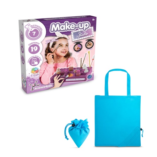 azul claro Makeup Studio Kit II. Kit educativo suministrado con una bolsa de regalo plegable de 190T