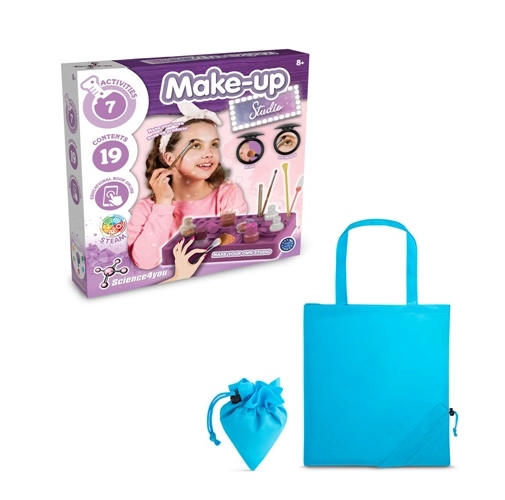 azul claro Makeup Studio Kit II. Kit educativo suministrado con una bolsa de regalo plegable de 190T
