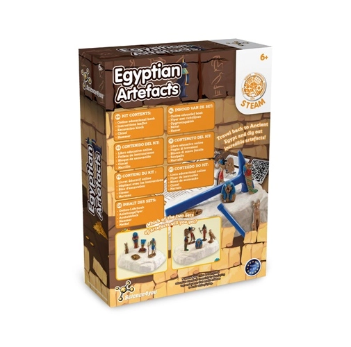 white Ancient Egypt Excavation Kit II. Juego educativo suministrado con una bolsa de regalo de papel kraft (90 g/m²), fabricado con material certificado FSC™ y otros materiales controlados