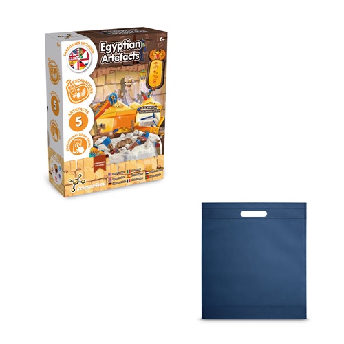 blue Ancient Egypt Excavation Kit IV. Juego educativo suministrado con una bolsa de regalo de non woven (80 g/m²)