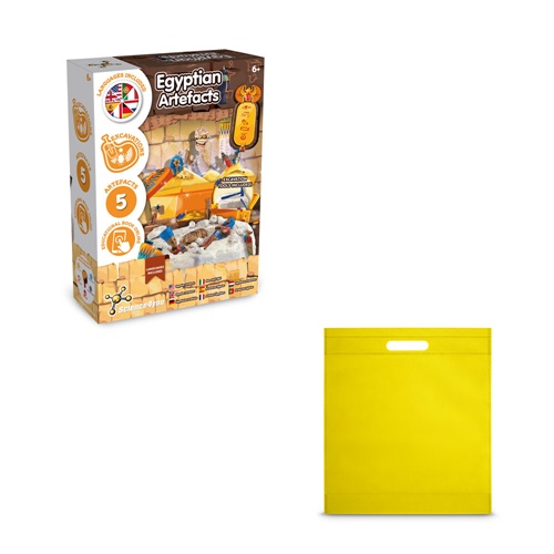 yellow Ancient Egypt Excavation Kit IV. Juego educativo suministrado con una bolsa de regalo de non woven (80 g/m²)