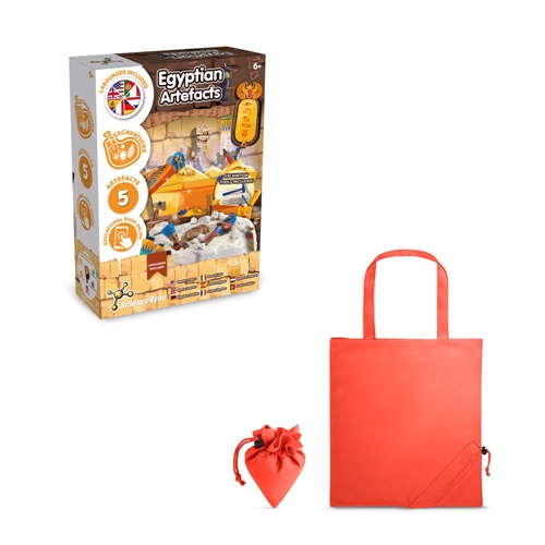 red Ancient Egypt Excavation Kit V. Juego educativo suministrado con una bolsa de regalo plegable de 190T