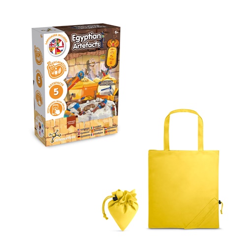 yellow Ancient Egypt Excavation Kit V. Juego educativo suministrado con una bolsa de regalo plegable de 190T