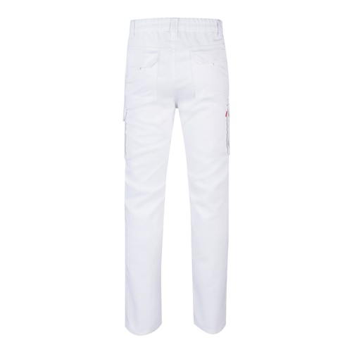 white VL LUGH. Pantalón elástico multibolsillos (240g/m²) en algodón (46%), EME (38%) y poliéster (16%)