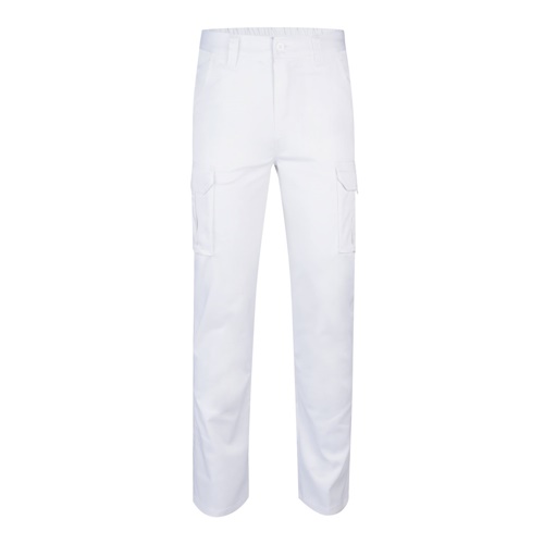 white VL LUGH. Pantalón elástico multibolsillos (240g/m²) en algodón (46%), EME (38%) y poliéster (16%)