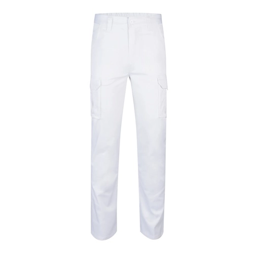 white VL LUGH. Pantalón elástico multibolsillos (240g/m²) en algodón (46%), EME (38%) y poliéster (16%)