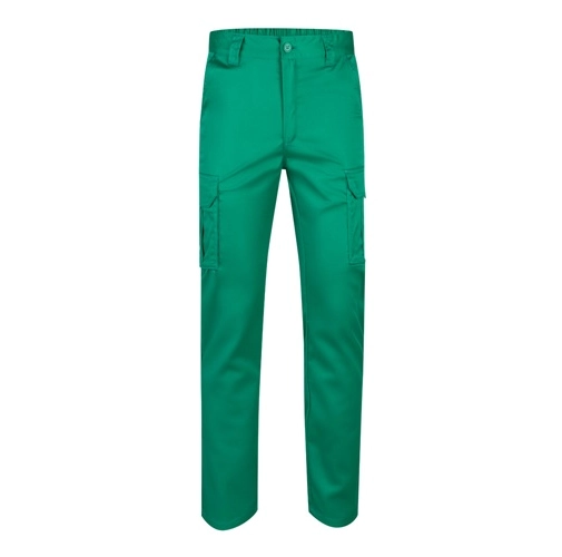 green VL LUGH. Pantalón elástico multibolsillos (240g/m²) en algodón (46%), EME (38%) y poliéster (16%)