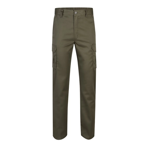 verde militar VL LUGH. Pantalón elástico multibolsillos (240g/m²) en algodón (46%), EME (38%) y poliéster (16%)