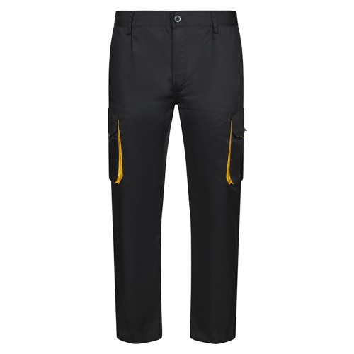black VL HYPNOS. Pantalón de sarga multibolsillos bicolor (200g/m²), en algodón (35%) y poliéster (65%)