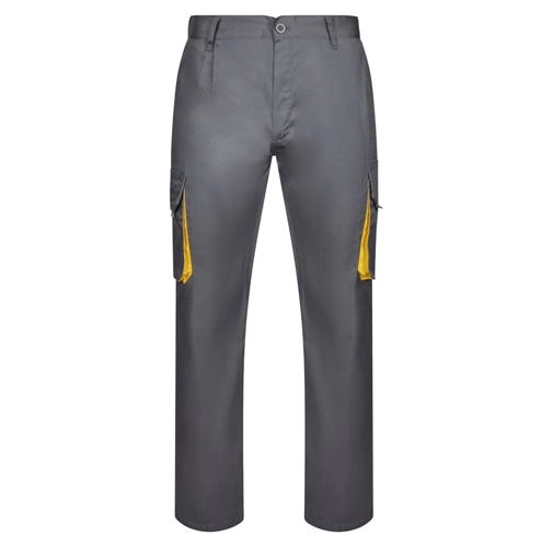 gray VL HYPNOS. Pantalón de sarga multibolsillos bicolor (200g/m²), en algodón (35%) y poliéster (65%)