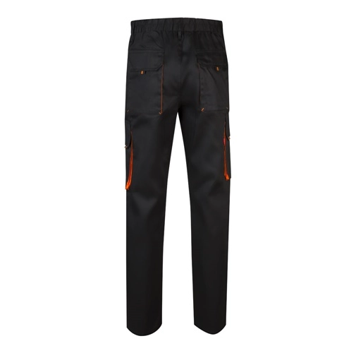 black VL HYPNOS. Pantalón de sarga multibolsillos bicolor (200g/m²), en algodón (35%) y poliéster (65%)