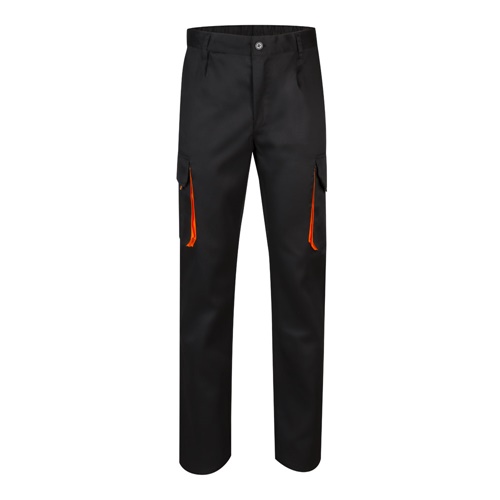 black VL HYPNOS. Pantalón de sarga multibolsillos bicolor (200g/m²), en algodón (35%) y poliéster (65%)
