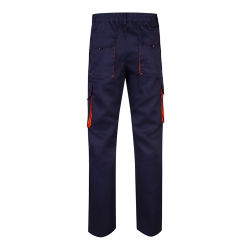 azul marino VL HYPNOS. Pantalón de sarga multibolsillos bicolor (200g/m²), en algodón (35%) y poliéster (65%)
