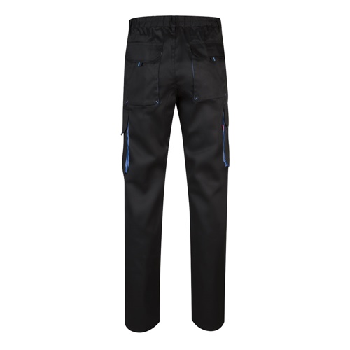 black VL HYPNOS. Pantalón de sarga multibolsillos bicolor (200g/m²), en algodón (35%) y poliéster (65%)