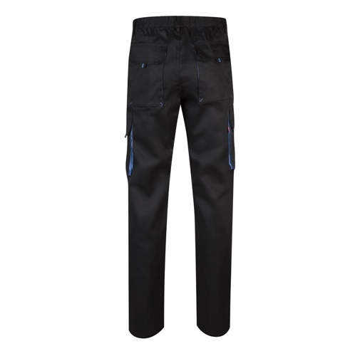 black VL HYPNOS. Pantalón de sarga multibolsillos bicolor (200g/m²), en algodón (35%) y poliéster (65%)