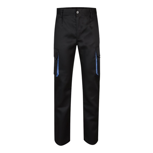 black VL HYPNOS. Pantalón de sarga multibolsillos bicolor (200g/m²), en algodón (35%) y poliéster (65%)