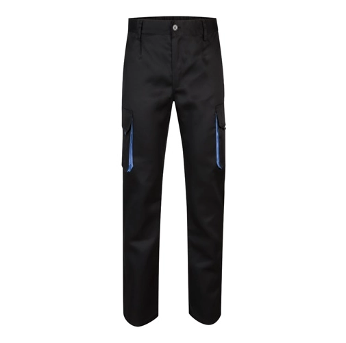 black VL HYPNOS. Pantalón de sarga multibolsillos bicolor (200g/m²), en algodón (35%) y poliéster (65%)