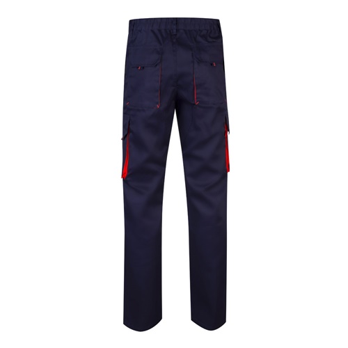 azul marino VL HYPNOS. Pantalón de sarga multibolsillos bicolor (200g/m²), en algodón (35%) y poliéster (65%)