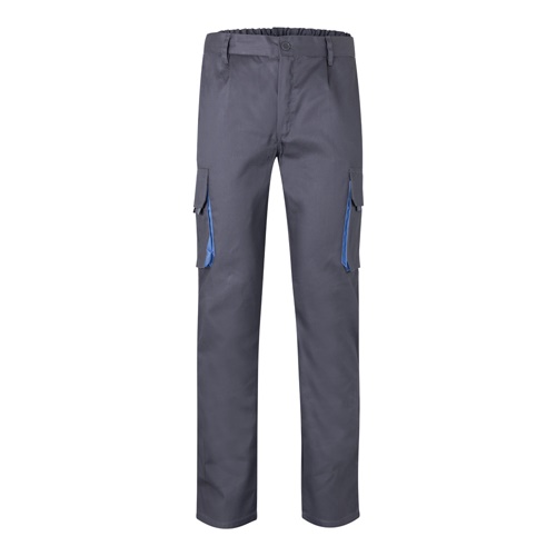 gray VL HYPNOS. Pantalón de sarga multibolsillos bicolor (200g/m²), en algodón (35%) y poliéster (65%)