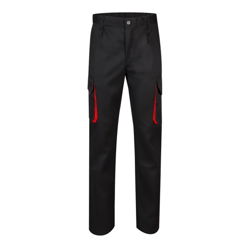 black VL HYPNOS. Pantalón de sarga multibolsillos bicolor (200g/m²), en algodón (35%) y poliéster (65%)