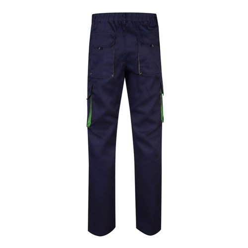 azul marino VL HYPNOS. Pantalón de sarga multibolsillos bicolor (200g/m²), en algodón (35%) y poliéster (65%)