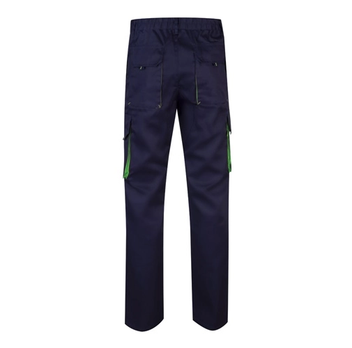 azul marino VL HYPNOS. Pantalón de sarga multibolsillos bicolor (200g/m²), en algodón (35%) y poliéster (65%)