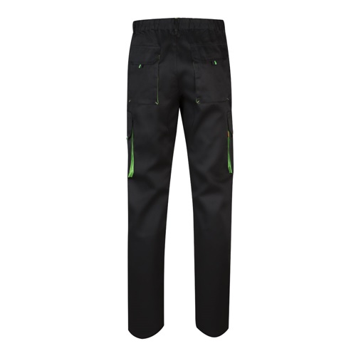 black VL HYPNOS. Pantalón de sarga multibolsillos bicolor (200g/m²), en algodón (35%) y poliéster (65%)