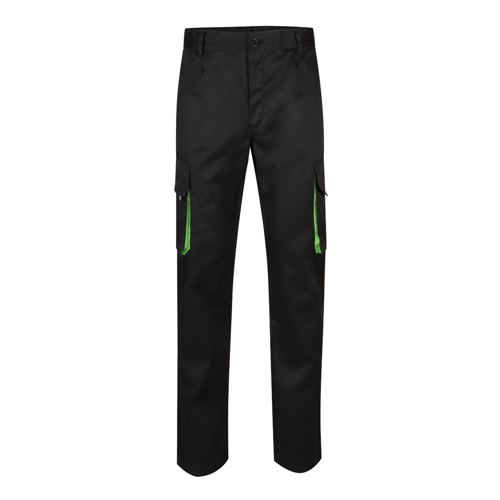 black VL HYPNOS. Pantalón de sarga multibolsillos bicolor (200g/m²), en algodón (35%) y poliéster (65%)