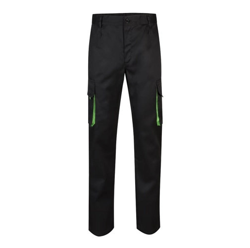 black VL HYPNOS. Pantalón de sarga multibolsillos bicolor (200g/m²), en algodón (35%) y poliéster (65%)